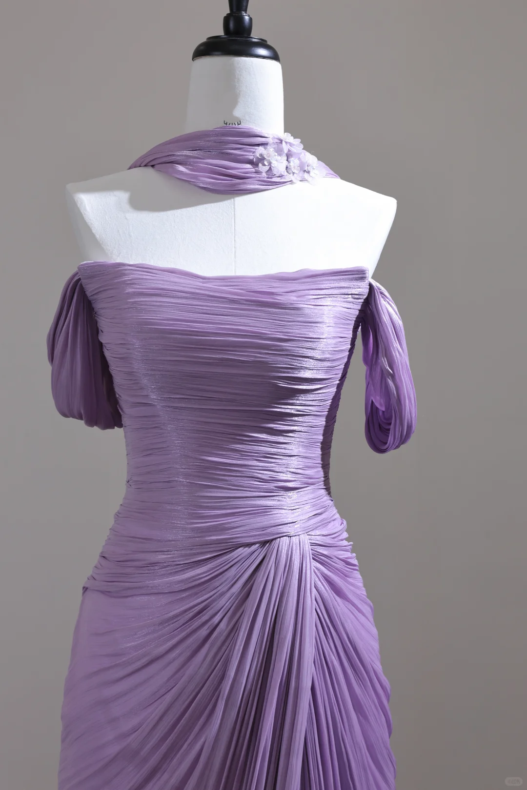 Pretty Purple Off The Shoulder Tulle Pleated Mermaid Long Party Dress Evening Dress D3130
