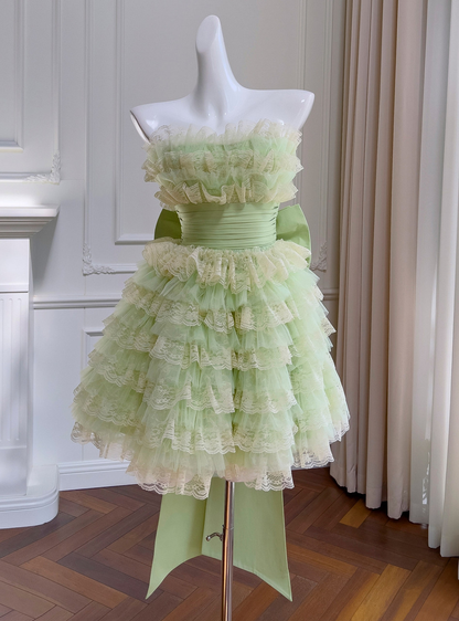 Cute Light Green Tulle Tiered Short Homecoming Dress Short Party Dress S571