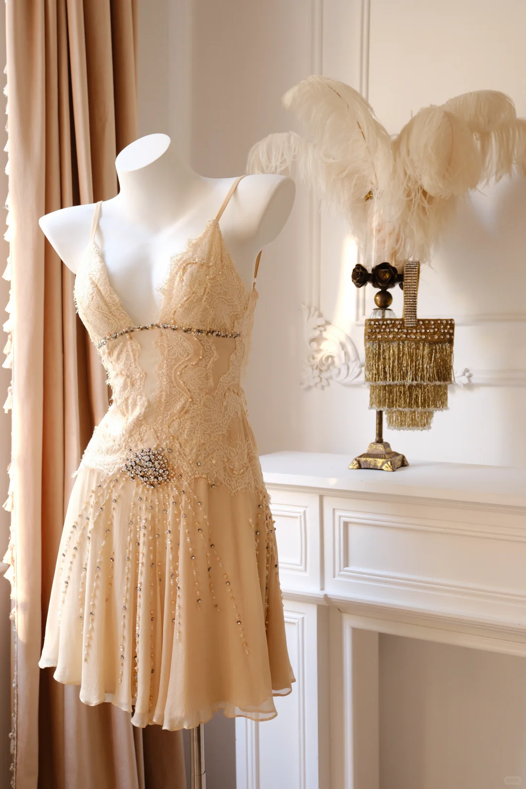 Classy Spaghetti Straps Chiffon Lace Beaded A Line Short Party Dress Mini Cocktail Dress D2735