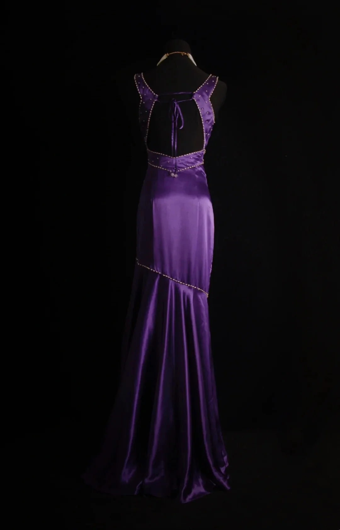 Stylish V Neck Satin Beaded Purple Mermaid Long Prom Dress Evening Dress D4564