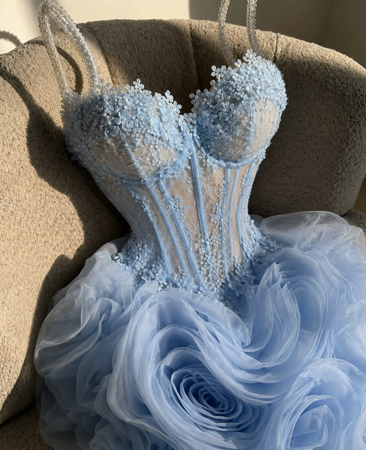 Glamorous Spaghetti Straps Blue Tulle Ruched Floral Short Homecoming Dress Birthday Outfits D4230