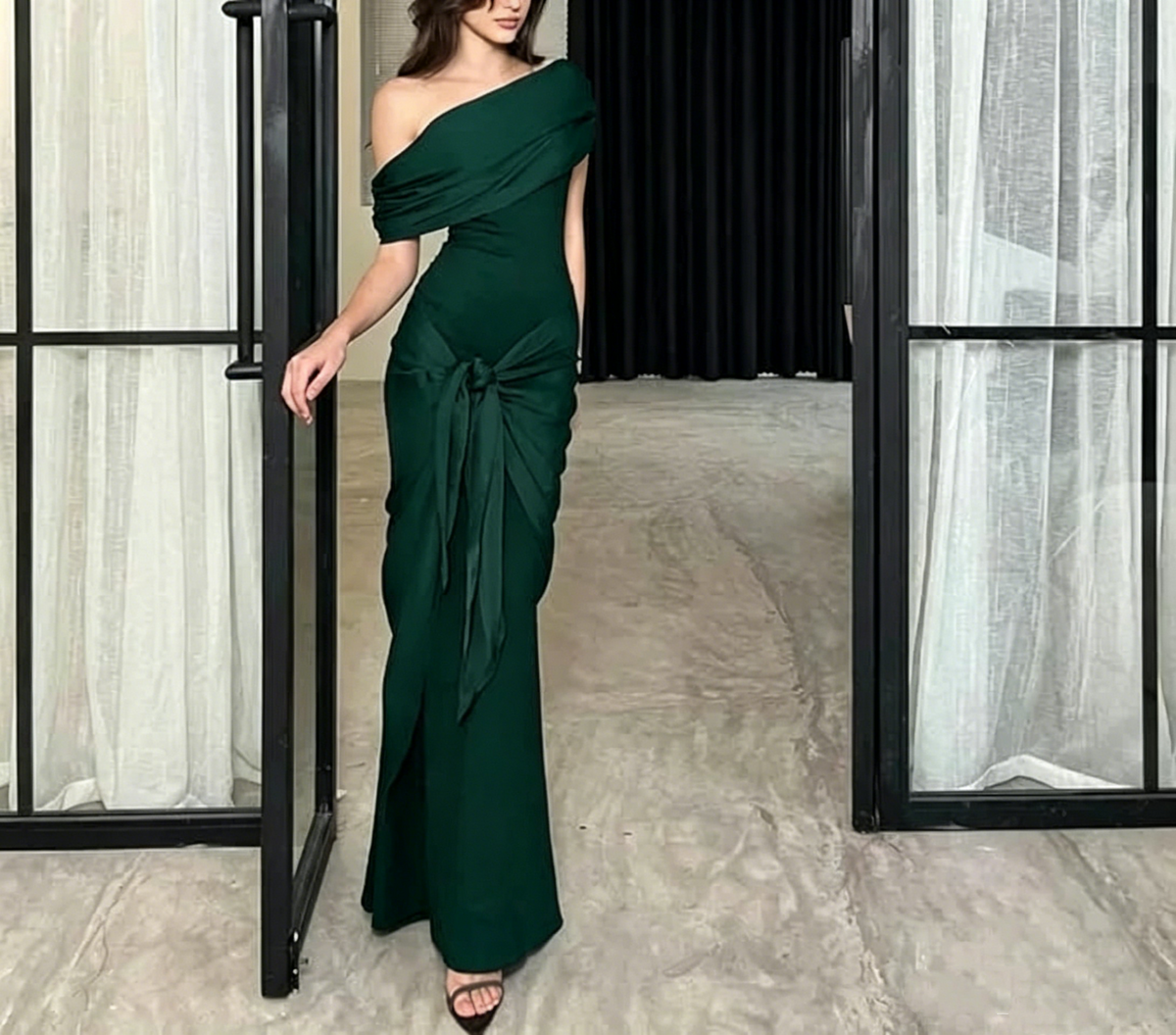 Black Off The Shoulder Long Mermaid Party Dress Prom Dress S195
