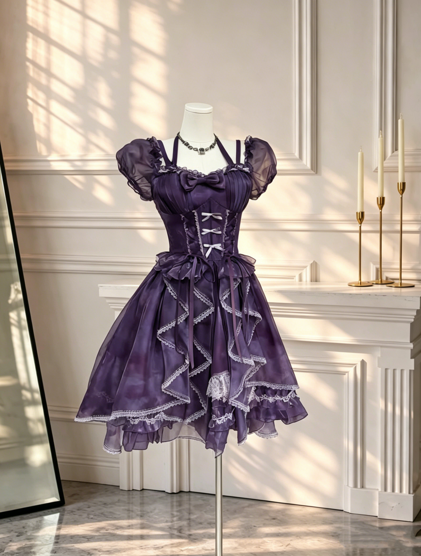 Charming Purple Vacation Dress Chiffon Short A Line Birthday Dress D2545
