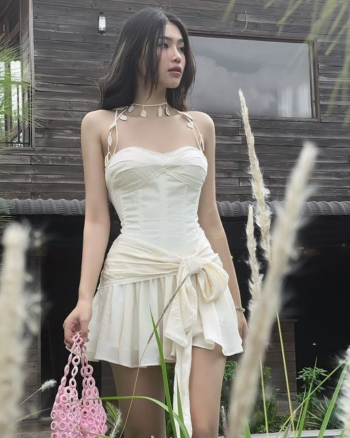 Classy Halter Off White Satin Chiffon A Line Short Homecoming Dress Cocktail Dress D3030