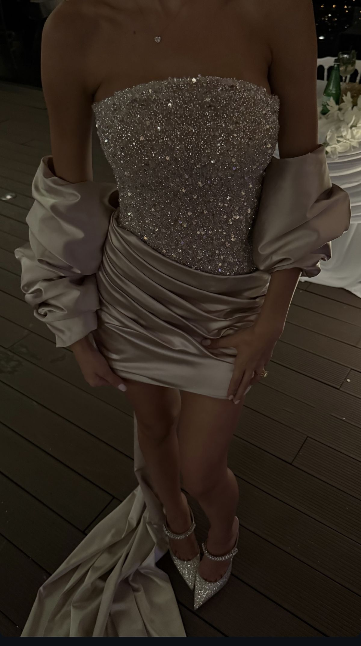 Gorgeous Champagne Satin Sequin Short Graduation Homecoming Dress,Formal 17th Birthday Outfits D3234