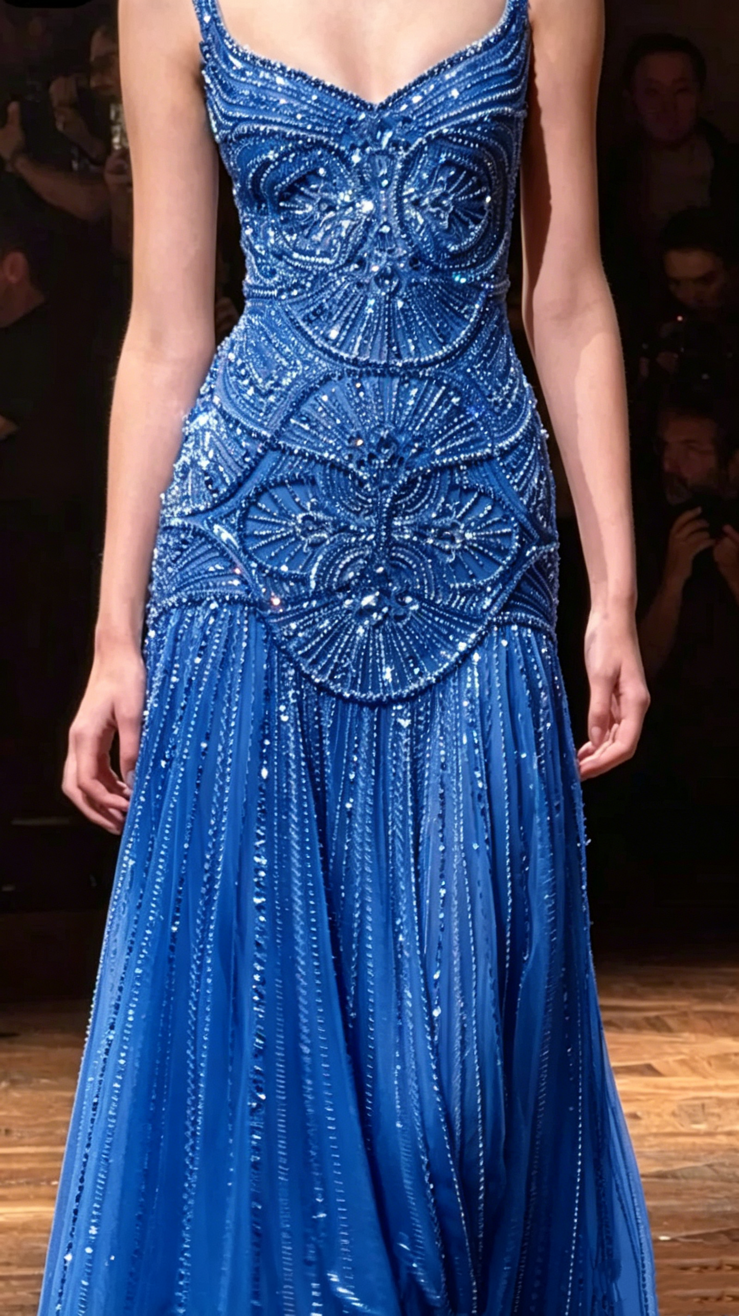 Gorgeous Spaghetti Straps Tulle Beaded Mermaid Long Party Dress Evening Gown D1650