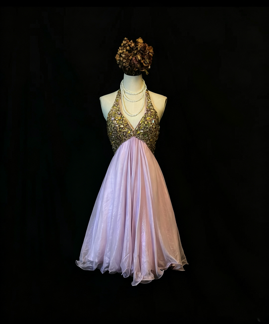 Pretty Halter Pink Tulle Beaded A Line Short Homecoming Dress Birthday Outfits D3247
