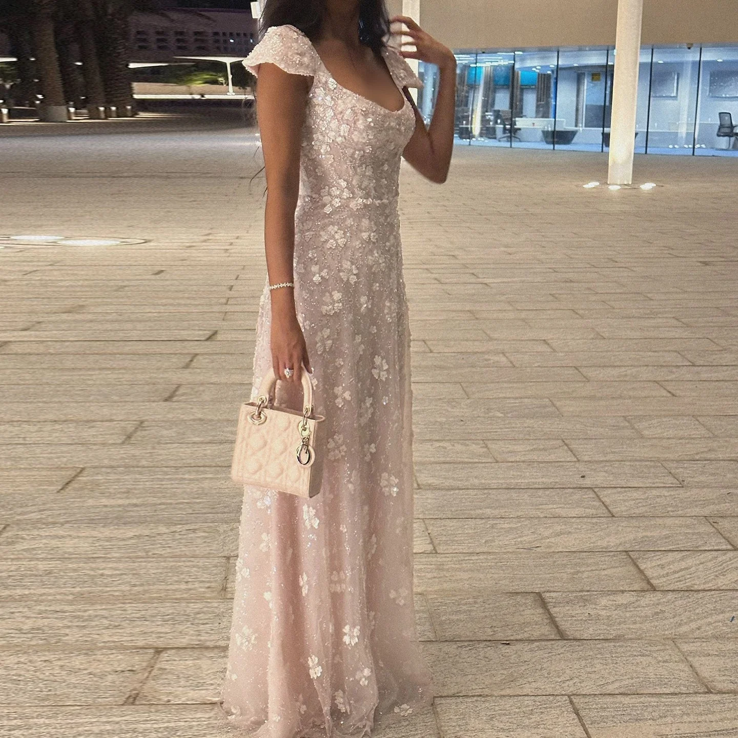 Pretty White Tulle A Line Long Party Dress Formal Prom Dresses D944