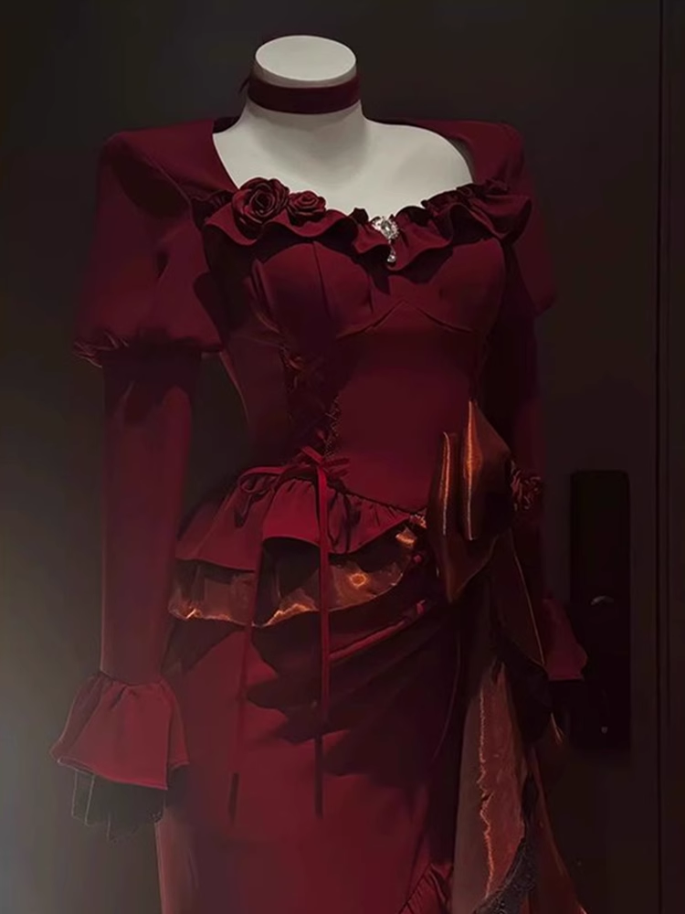 Chic Sheath Sweetheart Long Sleeves Burgundy Birthday Dresses Birthday