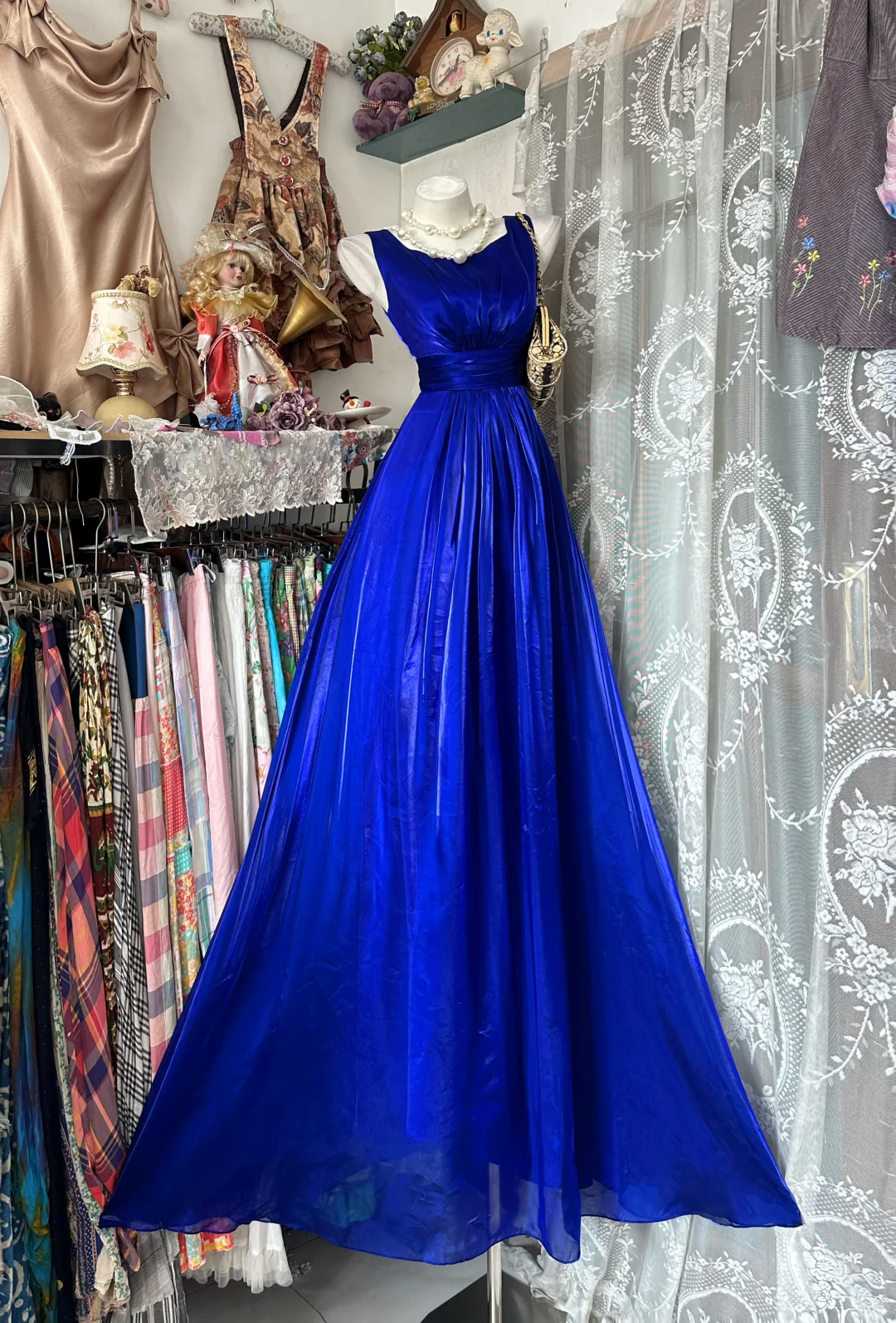 Modern Royal Blue Tulle A Line Long Party Dress  Birthday Prom Dress D2878