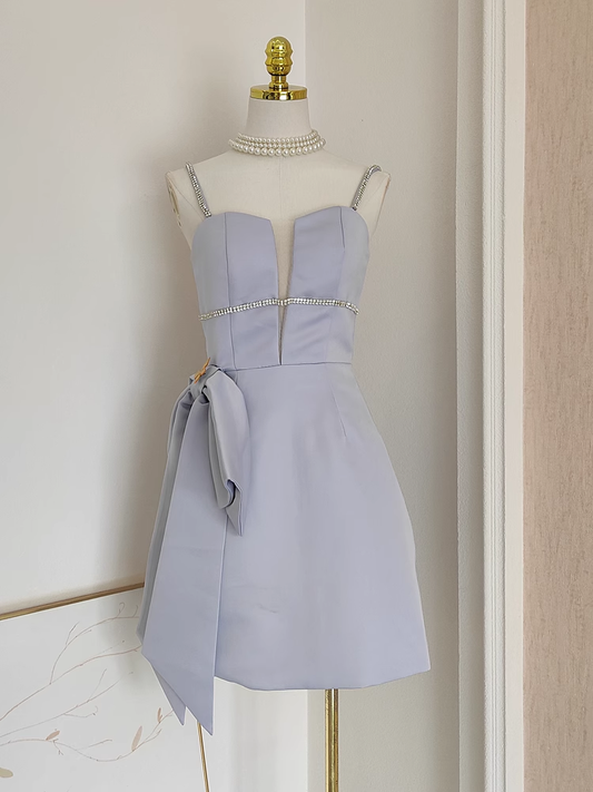 Cute A line Spaghetti Straps Sleeveless Lilac Cocktail Dress Short Birthday Outfits SD396