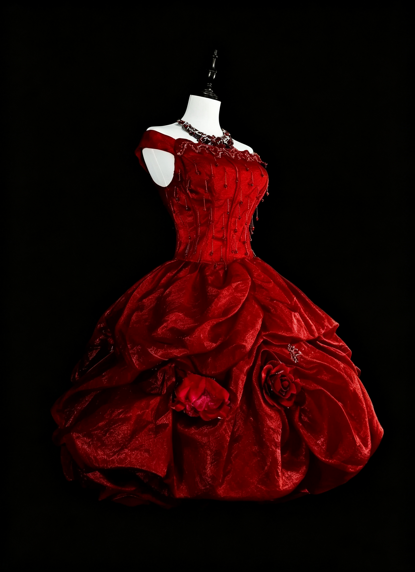 Classy Off The Shoulder Tulle Beaded A Line Short 15th Birthday Outfits,Red Short Graduation Homecoming Dress D4062