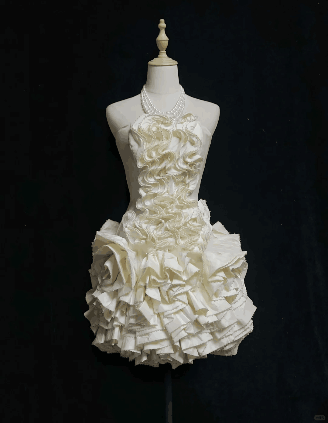 Elegant Off White Satin Ruffle Beaded A Line Short 9th Grade Homecoming Dress,Strapless Short Birthday Outfits D3377