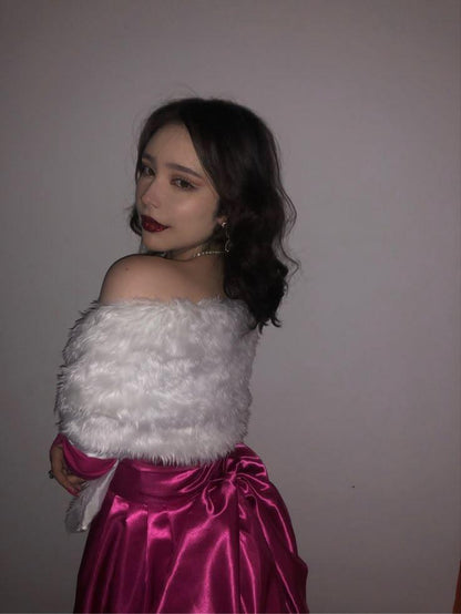 Fashion Hot Pink strapless Satin Short Graduation Homecoming Dress Birthday Outfits With Bow D4433