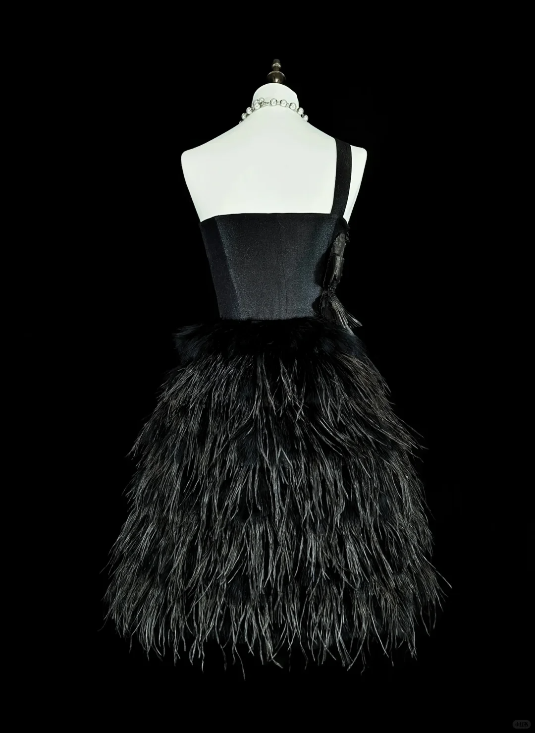 Classic Black Satin Feathers A Line Short 7th Grade Homecoming Dress,One Shoulder Mini Party Dress D4055