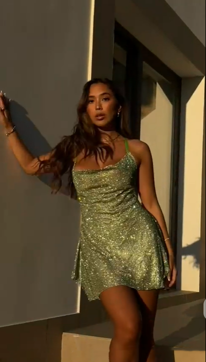 Glitter Halter Asakusa Green Sequin Backless Short Homecoming Dress,Formal 17th Birthday Outfits D3266
