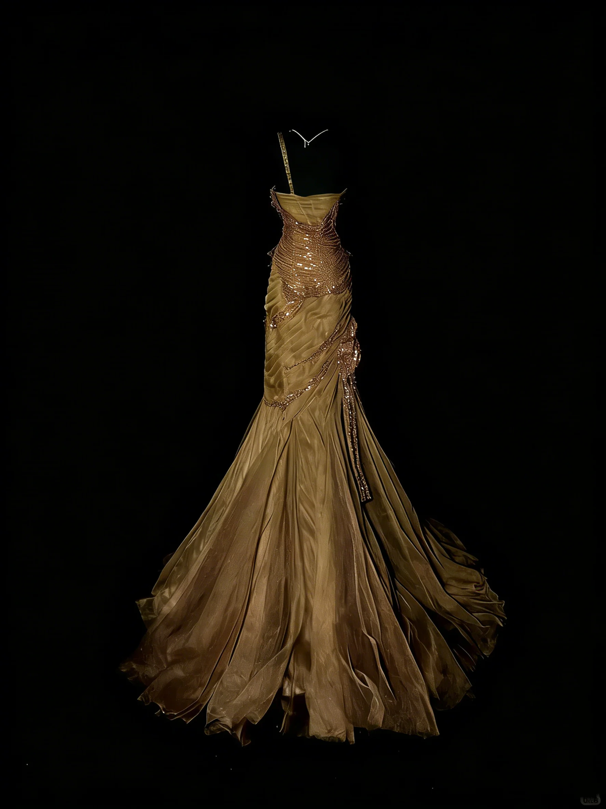 Vintage One Shoulder Tulle Pleated Beaded Ruffles Mermaid Long Prom Dresses Evening Gown D4893