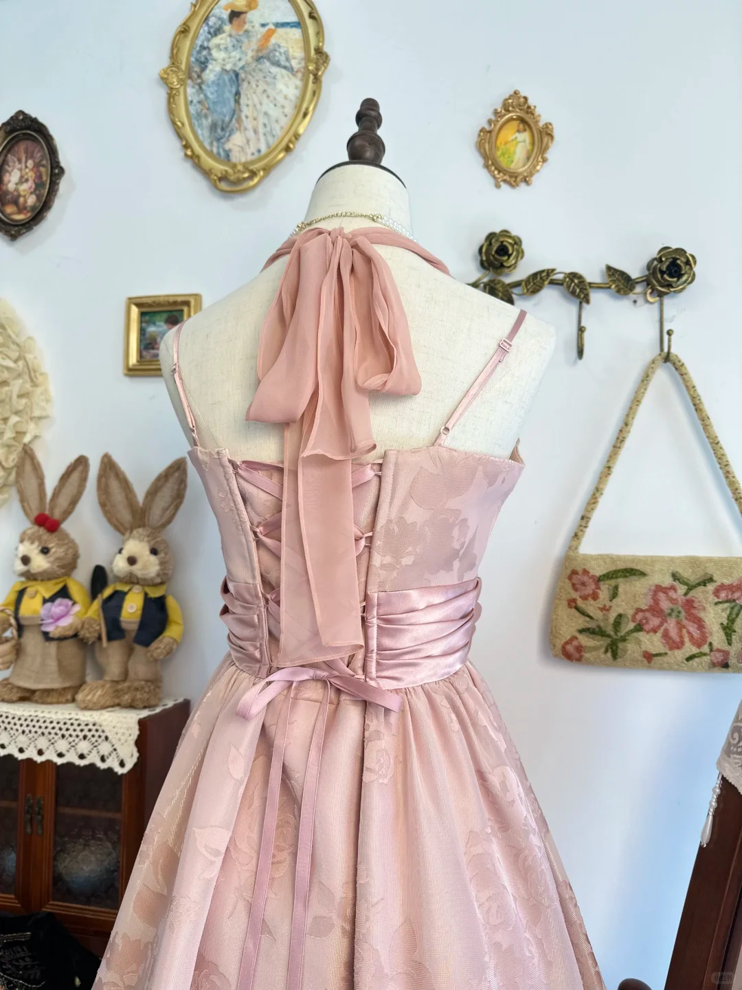 Classy Pink Halter Satin Print Floral Layered A Line Short Graduation Homecoming Dress Birthday Outfits D312