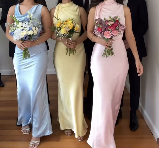 Sweet Sleeveless Satin Mermaid Prom Dress Formal Bridesmaid Dress D1117