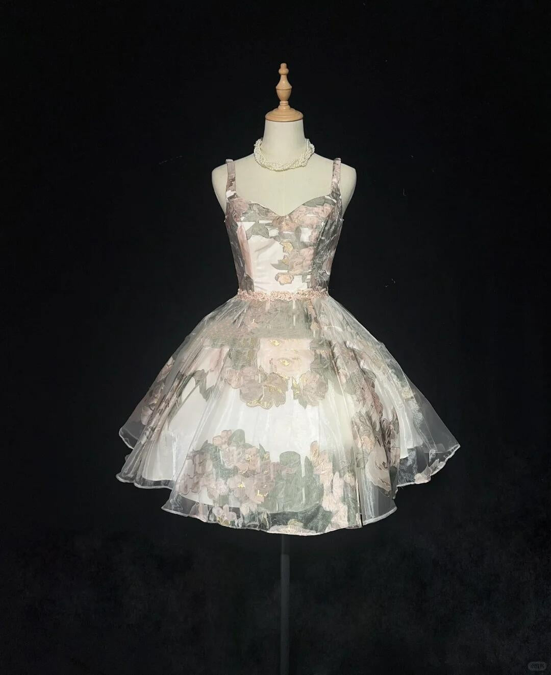 Charming Spaghetti Straps Tulle Floral A Line Short Graduation Homecoming Dress,Short Prom Dress D3381