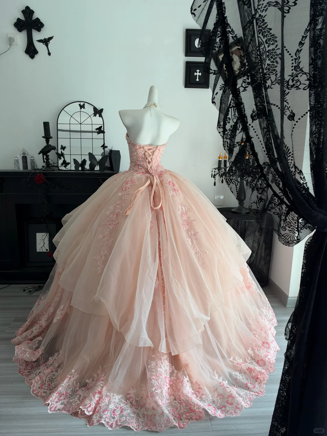 Elegant Sweetheart Neck Ball Gown Pink Tulle Lace Appliques Beaded Quinceanera Dress Sweet 15 Dress D4705