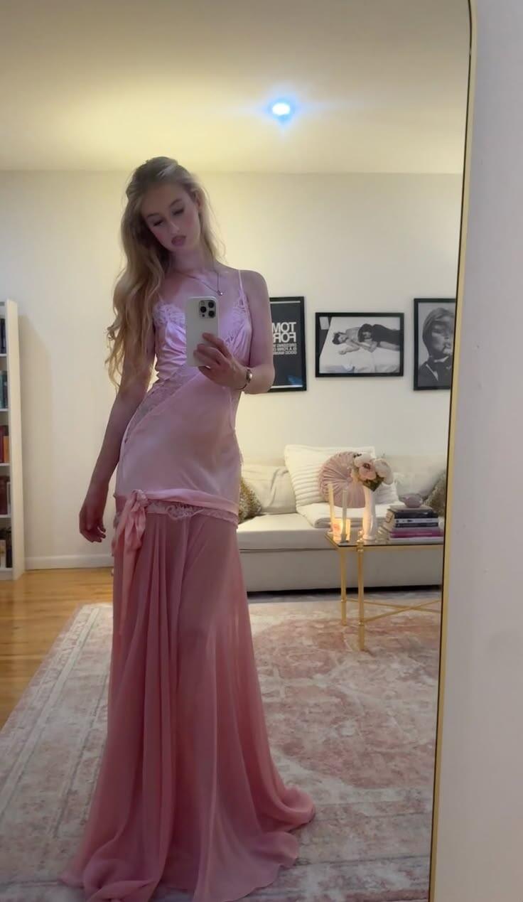 Glamorous Pink Satin Chiffon Mermaid Long Party Dress,Spaghetti Straps Long Wedding Guest Dress D4109
