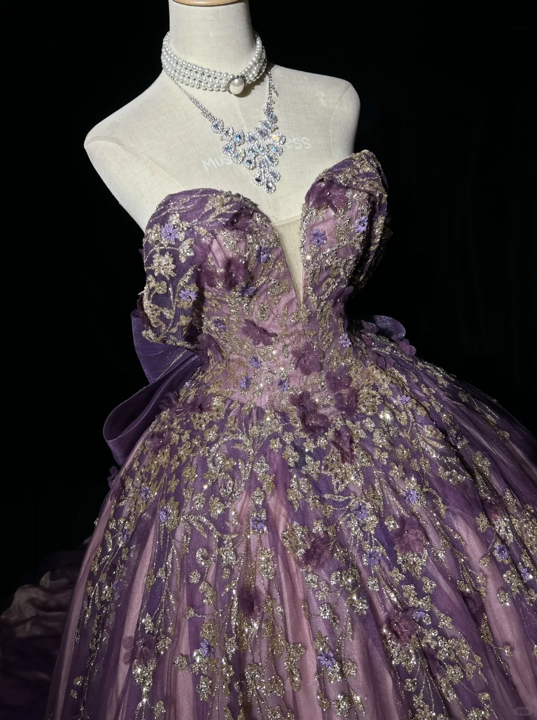 Gorgeous Purple Tulle Sequin Sweet 16 Dress,Off The Shoulder Quinceanera Dress With Bow D2843