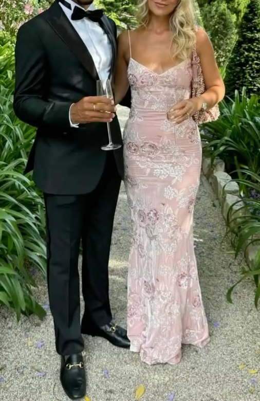 Pretty Spaghetti Straps Pink V Neck Mermaid Long Wedding Guest Dress Formal Evening Dress Prom Dress D1982