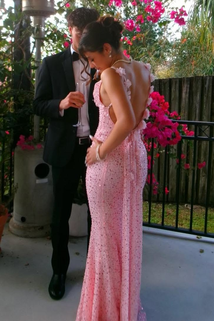 Classy Purple Sequin Mermaid Backless Long Evening Dress Party Gowns D5448