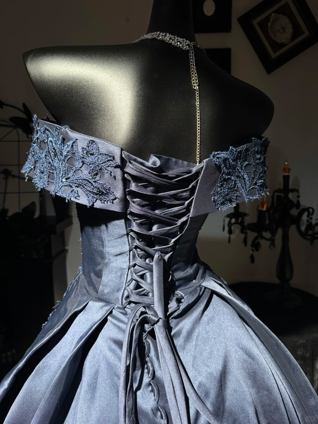 Elegant Navy Blue Off The Shoulder Satin Appliques A Line 7th Grade Homecoming Dress Short Prom Dress D3018
