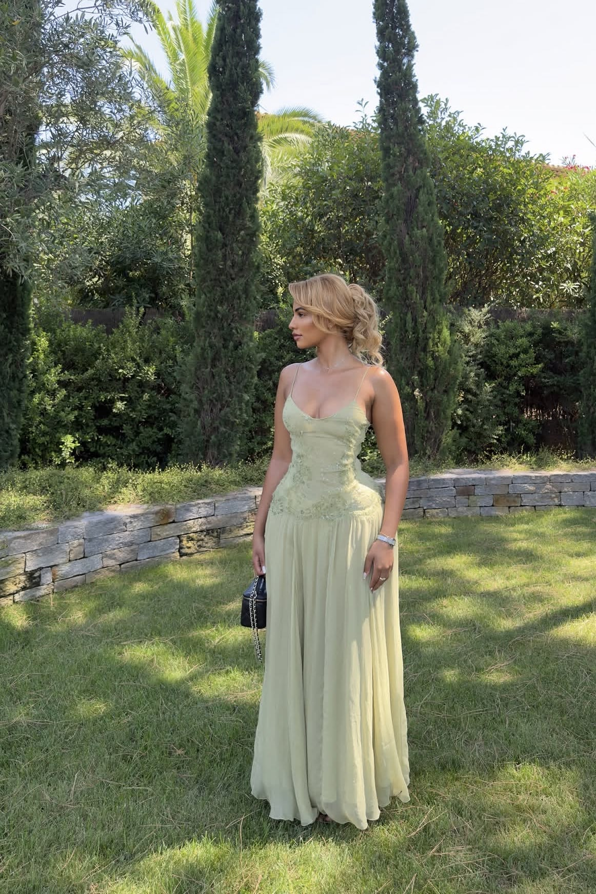 Charming Spaghetti Straps Green Satin Tulle Appliques A Line Long Party Dress Evening Gown D4966