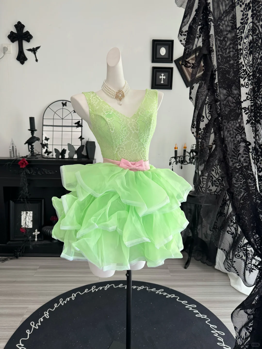 Classy Green Tulle Lace Layered Short Graduation Homecoming Dress Birthday Outfits D4610