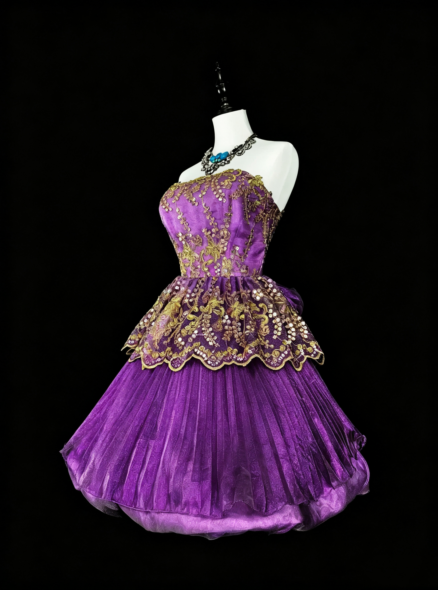 Vintage Purple Strapless Tulle Sequin A Line Short Graduation Homecoming Dress,Mini Birthday Dress D4065