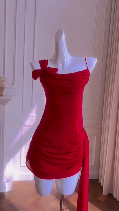 Sexy Red Chiffon Sheath Short Graduation Homecoming Dress Cocktail Dress D2949