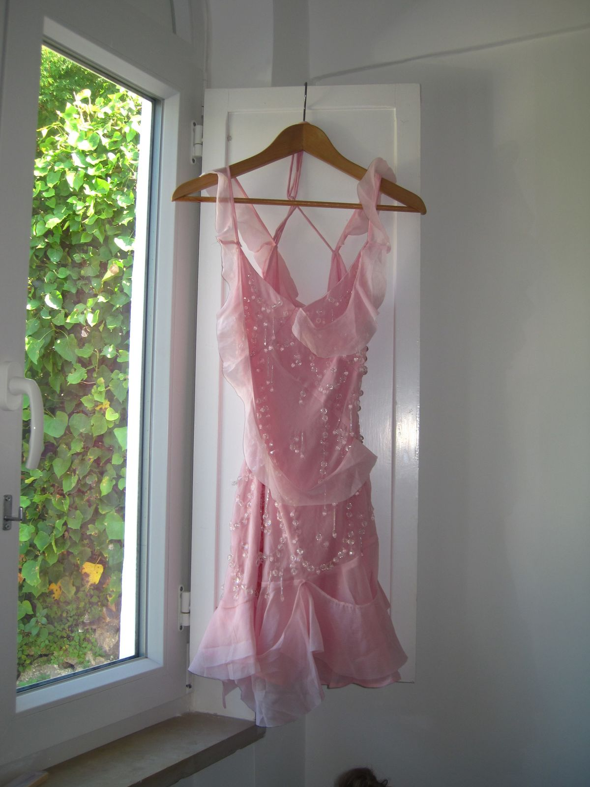 Classy Pink Spaghetti Straps Chiffon Ruffle Short Birthday Outfits Homecoming Dress D3651