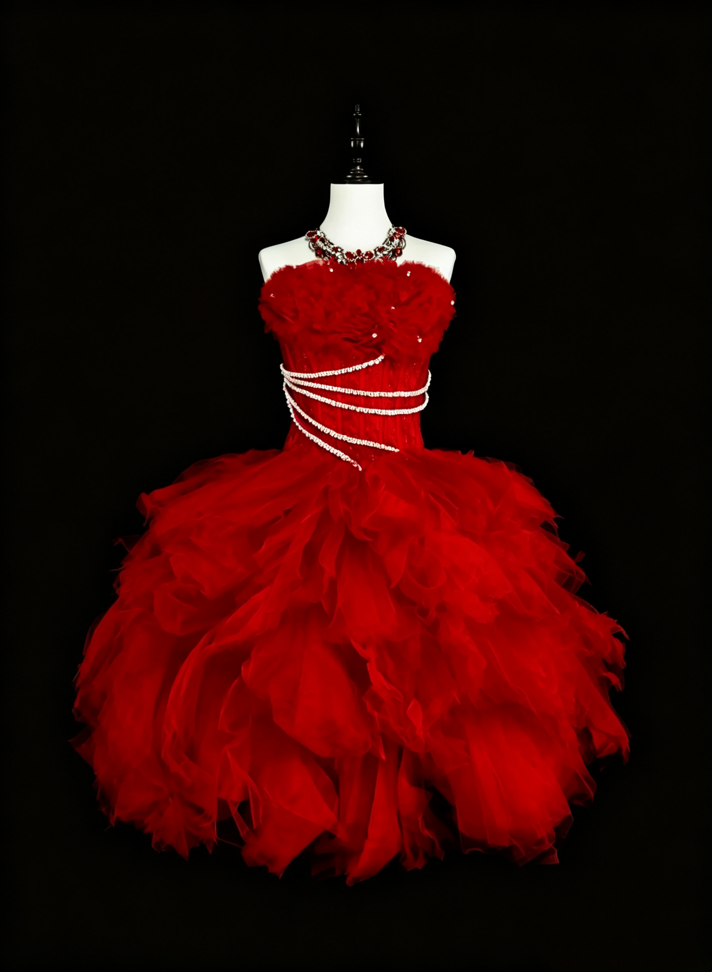 Fairy Red Strapless Tulle Beaded A Line Short Homecoming Dress Birthday Outfits D4064