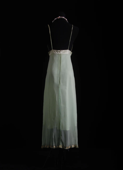 Classy Light Green Spaghetti Straps Chiffon Sequin Beaded Long Birthday Prom Dress Party Gown D1683