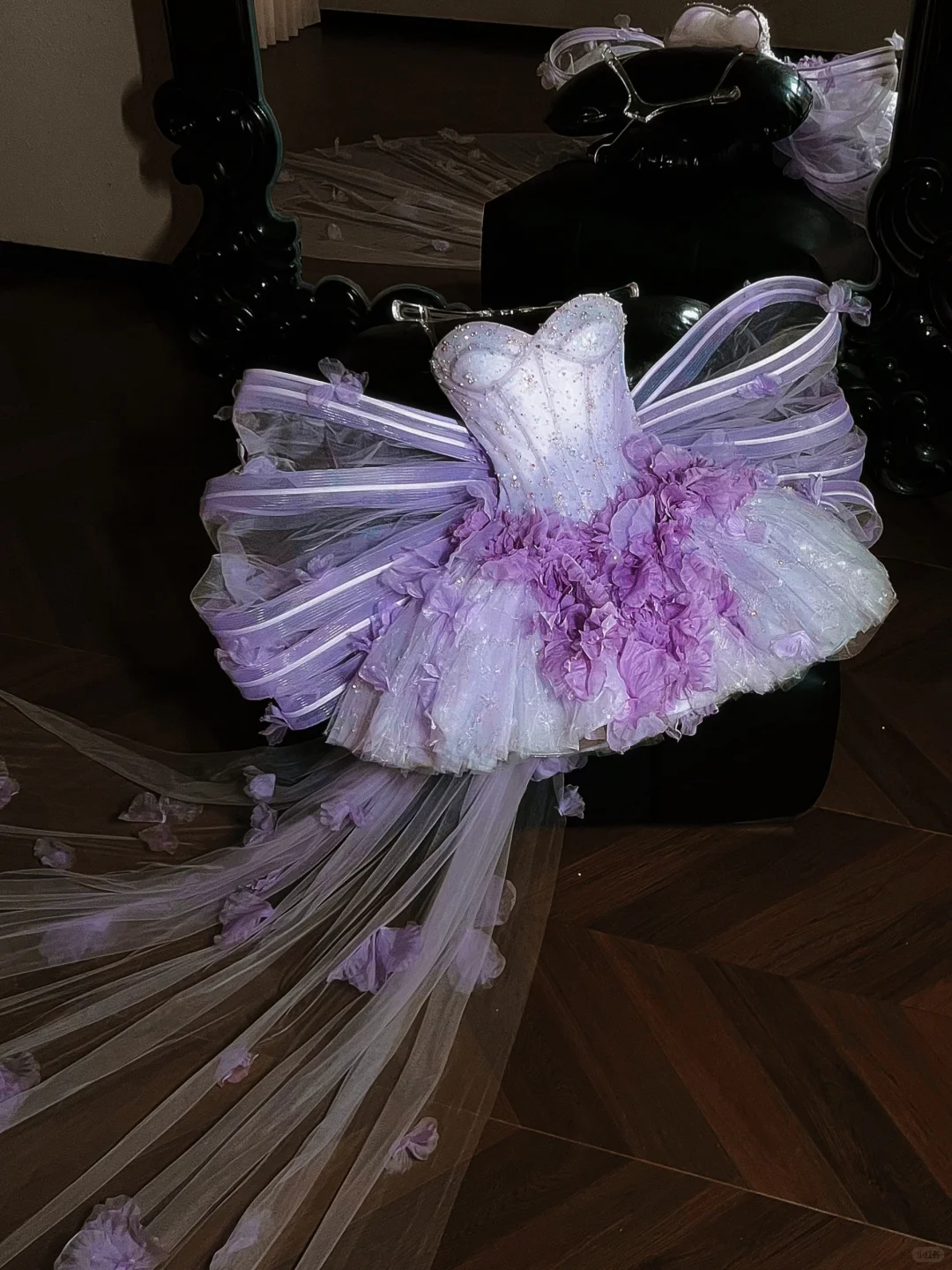 Charming Sweetheart Neck Tulle Beaded Short 16th Birthday Outfits,Purple Homecoming Dress With Bow D3062