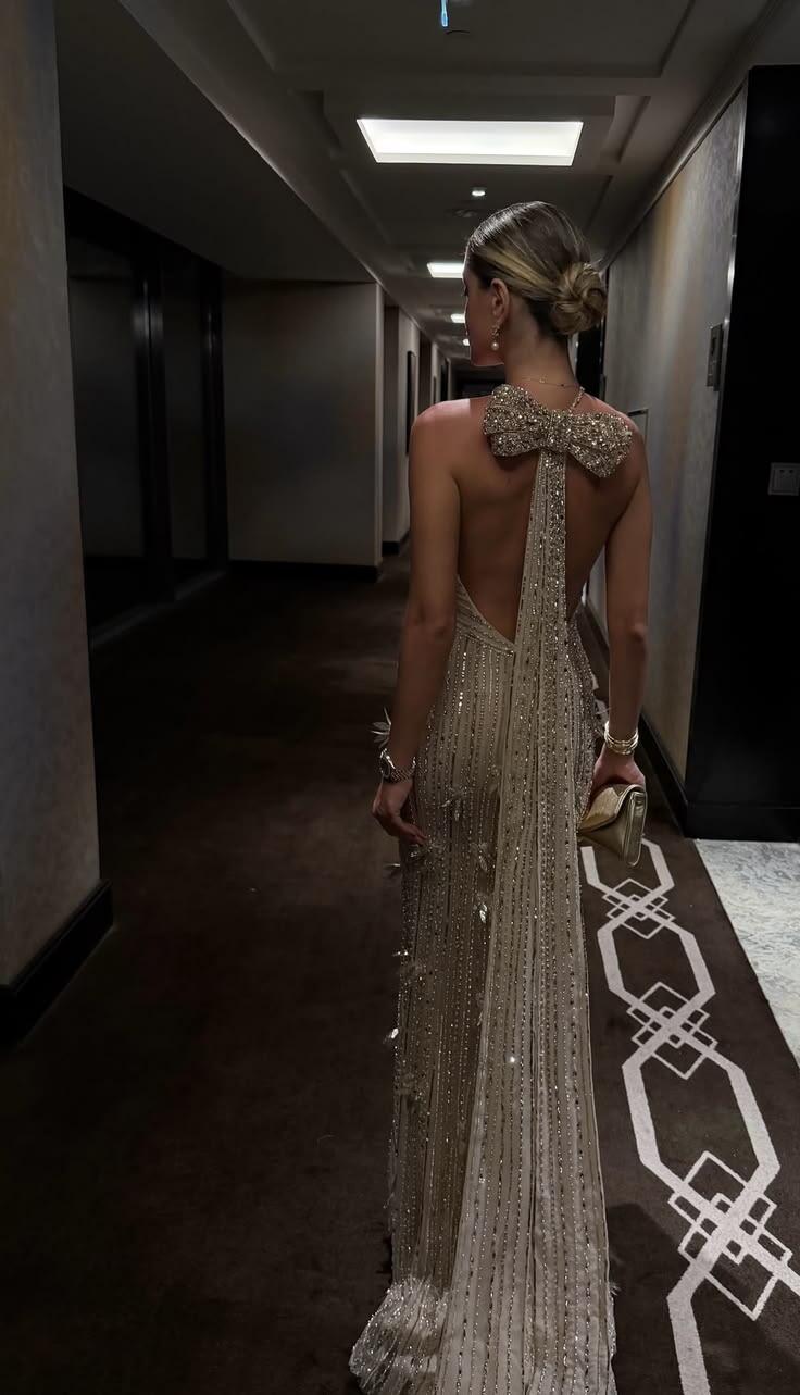 Elegant Light Champagne Tulle Beaded Mermaid Party Dress,Halter Backless Long Evening Dress D3597