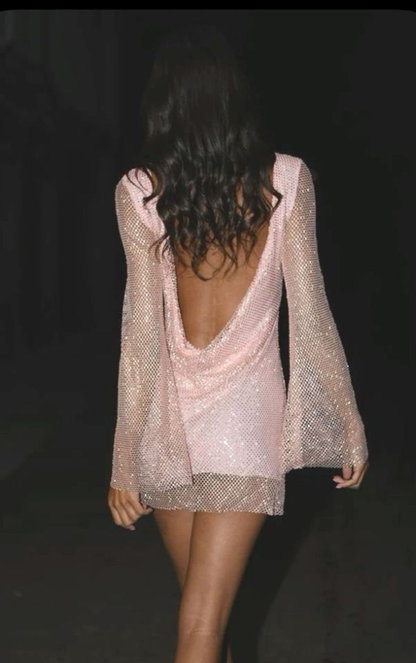 Elegant Sequin Short 16th Birthday Outfits,Pink Backless Homecoming Dress D3261