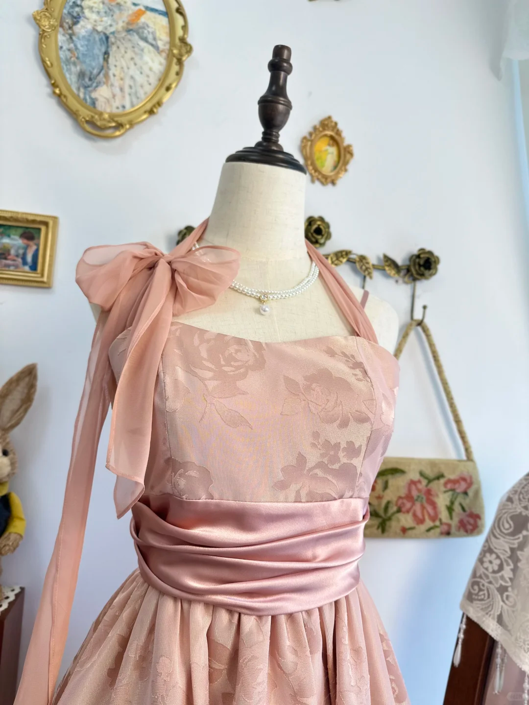 Classy Pink Halter Satin Print Floral Layered A Line Short Graduation Homecoming Dress Birthday Outfits D312