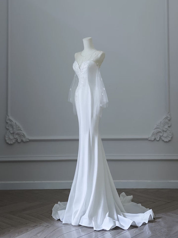 Unique Scoop Pears Luxury Mermaid Long Formal Evening Dress