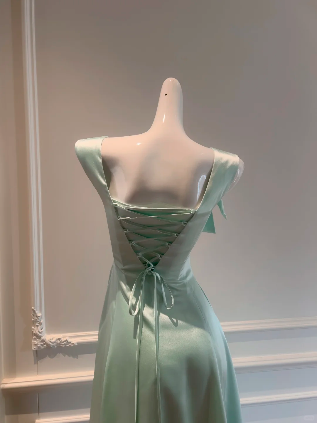 Cute Mint Green Satin A Line Long Evening Dress Birthday Prom Dress D2985