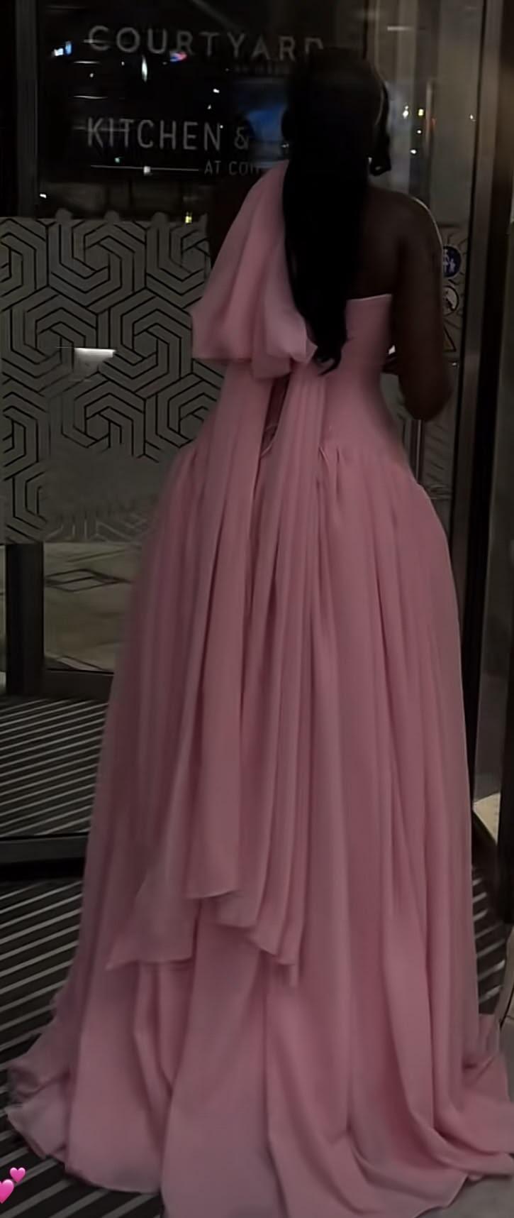 Elegant Pink Halter V Neck Chiffon Long Party Dress Prom Dress D4466