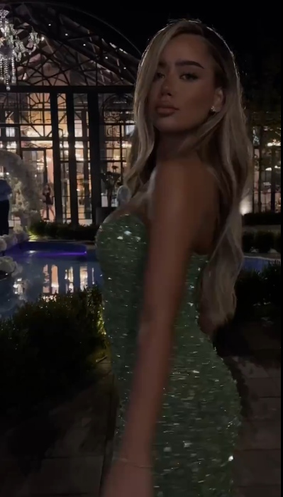 Glamorous Green Sequin Slit Sheath Long Prom Dress Strapless Long Party Dress D5125