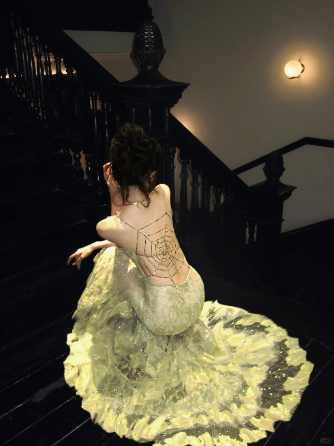 Beautiful Green Tulle Lace Sequin Mermaid Long Party Dress Backless Evening Dress D5082