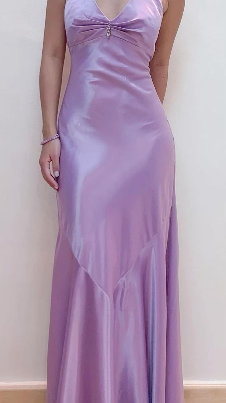 Elegant V NecK Purple Satin Mermaid Long Wedding Guest Dress Party Dress D1469