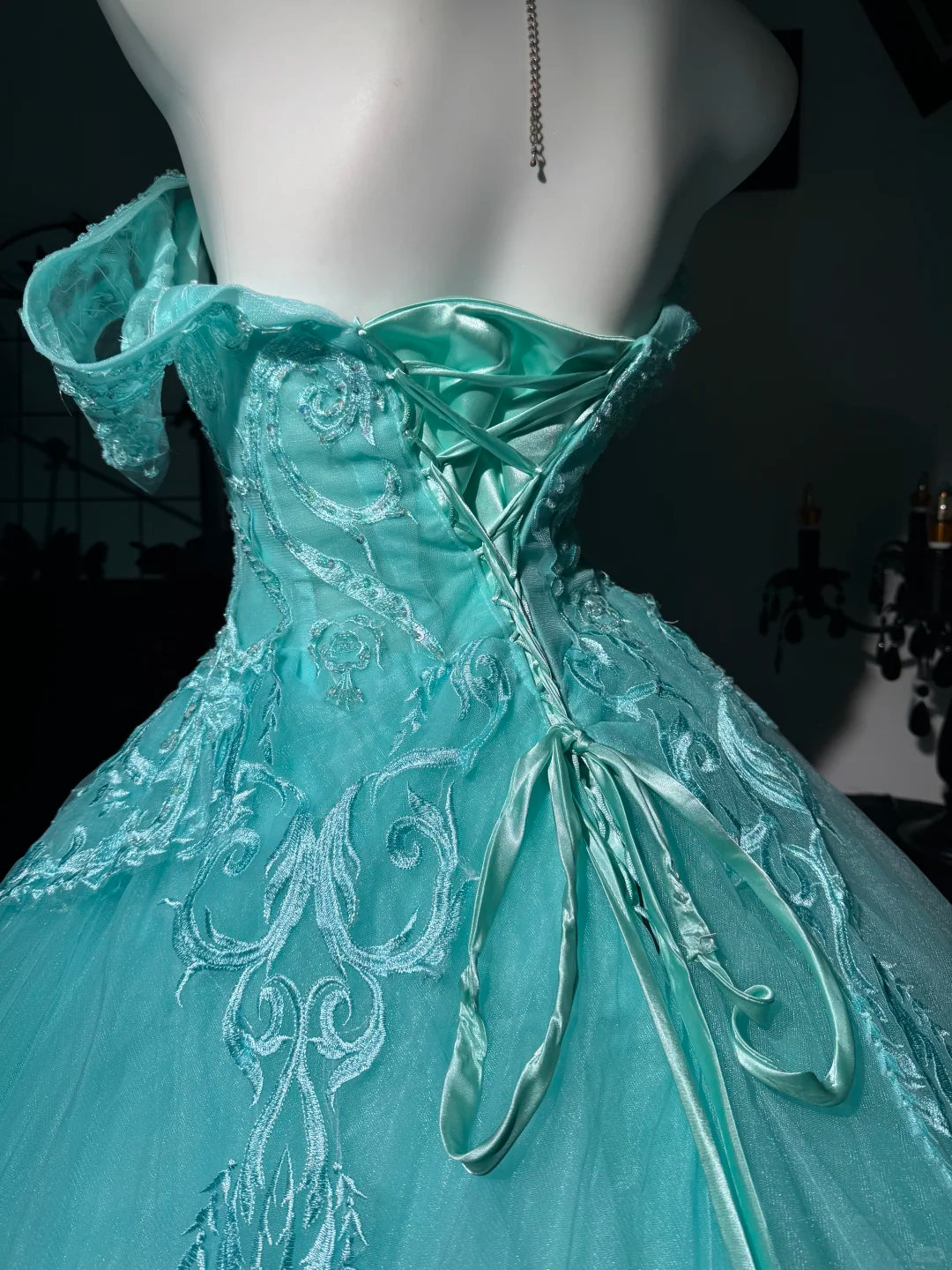 Classy Tiffany Blue Off The Shoulder Tulle Appliques Beaded Quinceanera Dress Sweet 17 Dress D3706