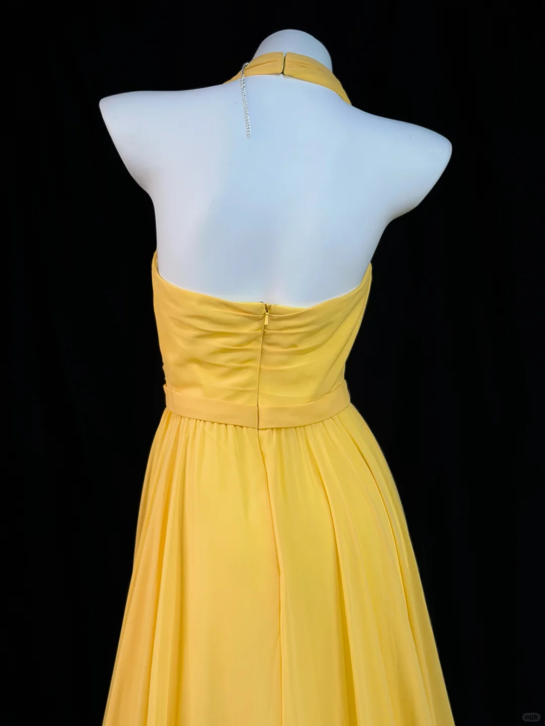 Cute Yellow Halter Chiffon Beaded  A Line Long Evening Dress Formal Evening Dress D2510