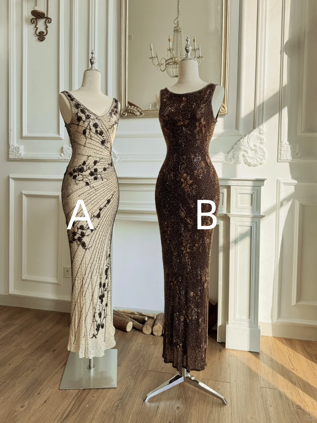 Vintage Sleeveless Chiffon Beaded Sheath Long Party Dress Evening Gown D2893
